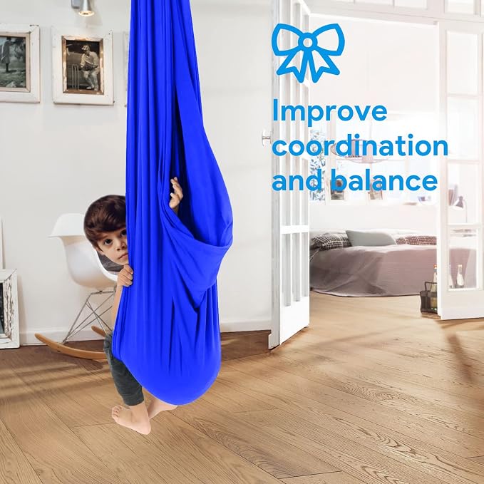 Satisure Sensory Swing, Therapy Swing for Kids & Adults, Cuddle Swing Indoor Outdoor, Swing Hammock for Child with Disorders, Autism, ADHD, Anxiety, Pod Swing Chair - 110" x 59"