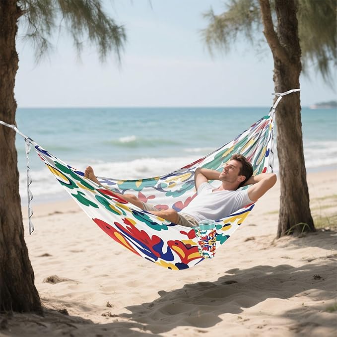 Hammocks for Outside Traditional Mexican Tiles Camping Hammock Portable Hammocks with Tree Straps and Carry Bag Camping Accessories for Hiking Beach Outdoor
