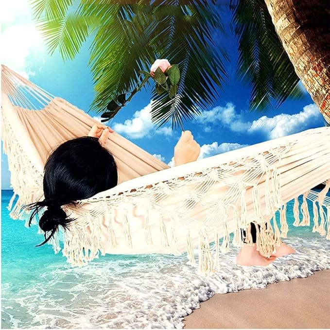 RUVOO Hammock Camping Hammock Recreation Hammock Bedroom Home Double Outdoor Autumn Tassel Adult Home Indoor Hammock Hammocks for Outside