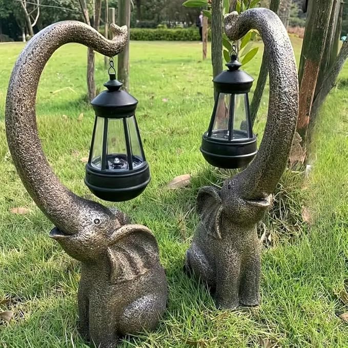 POKSAUAE Solar Powered Elephant Courtyard Light, LED Outdoor Decorative, Path Light Balcony, Courtyard, Mother's Birthday Gift, Women's Garden Gift