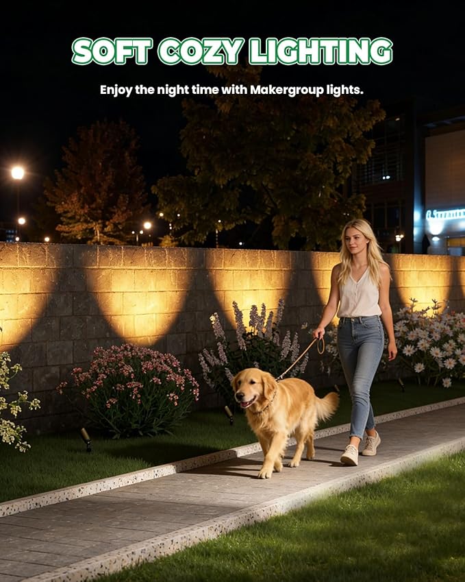 Low Voltage Brass Landscape Light, Solid Outdoor Spotlight with Replaceable MR16 LED Bulb 5W, 2700K Warm White, 12V 24V Landscape Lighting, Waterproof Design for Garden, Yard