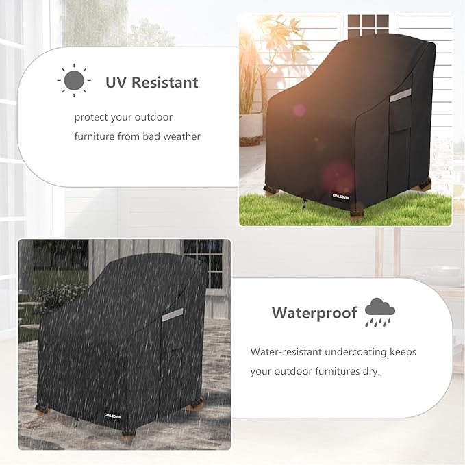 Outdoor Chair Covers 37" W x 40" D x 36" H,600D Heavy Duty Waterproof Patio Chair Cover,Outdoor Furniture Covers for Lawn/Garden Chiar,Black