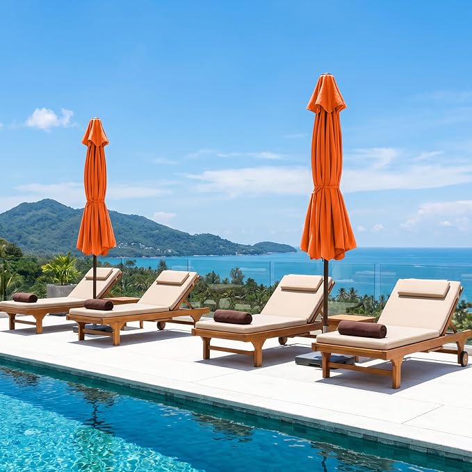 ABCCANOPY 10ft Scalloped Patio Umbrella, Outdoor Table Umbrella with Tilt and Crank, Fiberglass Ribs Deck Umbrella for Patio, Pool, Garden, Picnic (Orange)