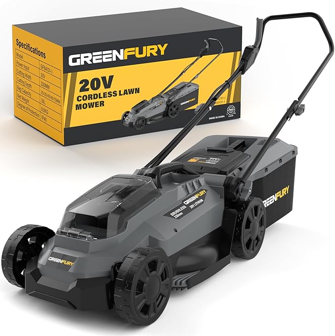 13-Inch Cordless Lawn Mower Compatible with Dewalt 20V MAX Battery, Brushless Electric Mower with 5-Position Height Adjustment & 8 Gal Bag for Small Yards (Tool Only)