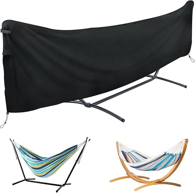 Hammock Cover Waterproof, 112'' 420D Heavy Duty Oxford Cover with Handles and Vents, Hammock Rain Cover for Outdoor Hammocks and Double Hammocks, Suitable for Hammock Stand Under 110'' in Length