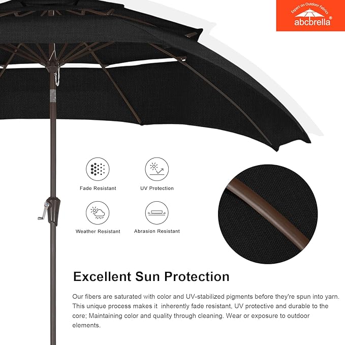 ABCCANOPY 5-Year 10-Year No Fading 9FT 3 Tiers Patio Umbrella, Outdoor Table Umbrella with 8 Sturdy Ribs for Deck, Backyard, Garden, Yard