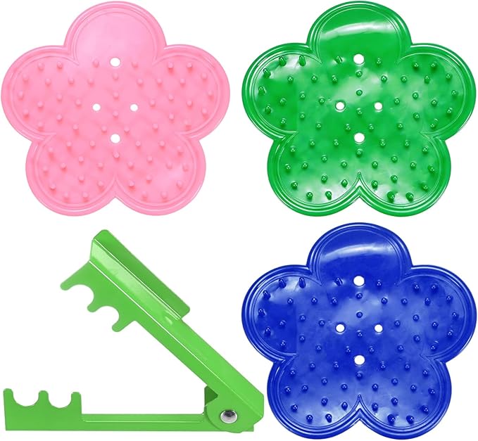 M METERXITY 1-Set Rose Thorn Stripper Tool, Plastic Metal Rose Stem Leaf Thorn Strippers for Bouquets Pruning Branches/Floral Arrangement, Flower Stripping Tool Remove Kit [Green, Pink, Blue]