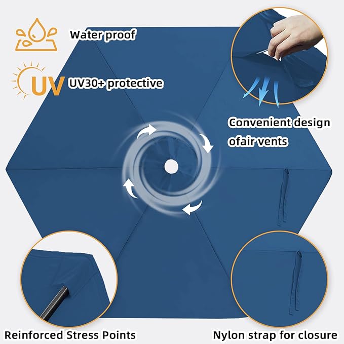 Patio Umbrella Replacement Canopy Only,Outdoor Table Market Yard Umbrella Top for Outdoor Umbrella Canopy