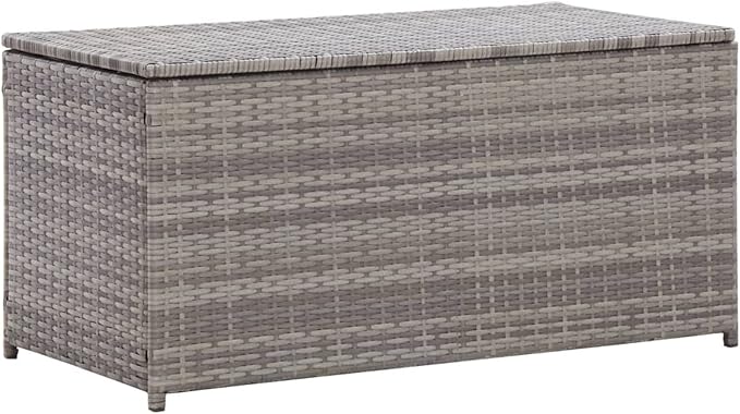 Garden Storage Box, Outdoor Storage Box, Extra Large Garden Storage Box Poly Rattan 100x50x50 cm Grey