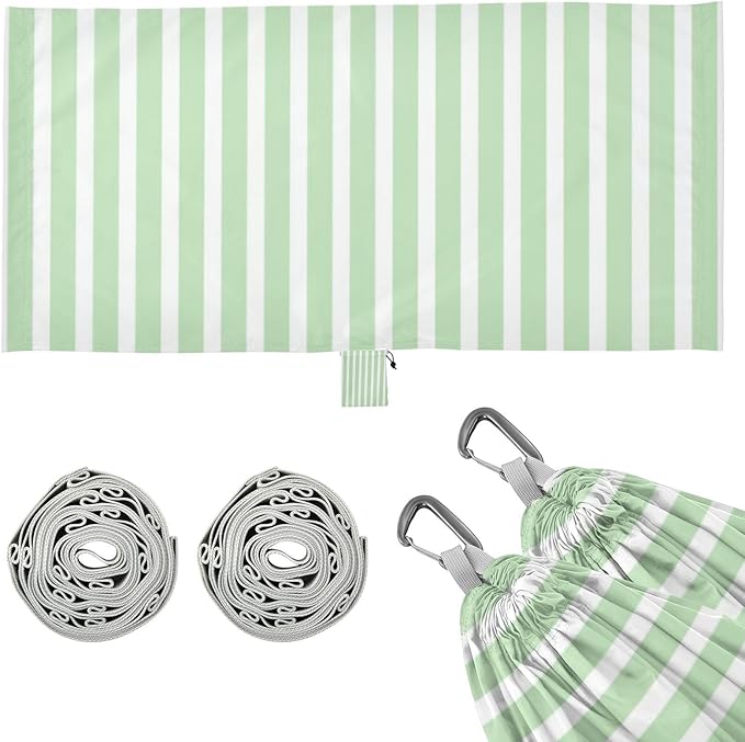 Green and White Stripes 330lb Capacity Hammocks for Camping with Tree Straps Backyard Hammock for Patio Backyard Lounge Base hamaca para adultos