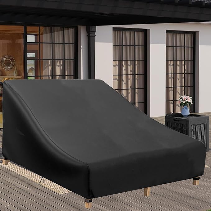 Patio Chaise Lounge Cover Double Wide 82 Inch Lounge Chair Covers Waterproof Patio Furniture Covers (81" L x 57" W x 32" H)