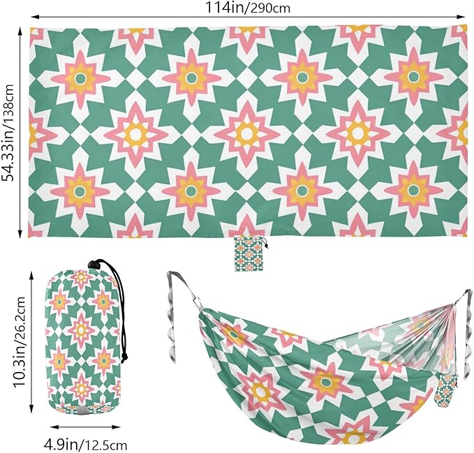 Orange-Green Star 330lb Capacity Hammocks with Hanging Rope Cloth Hammock for Indoor Outdoor Patio hamacas para Deck