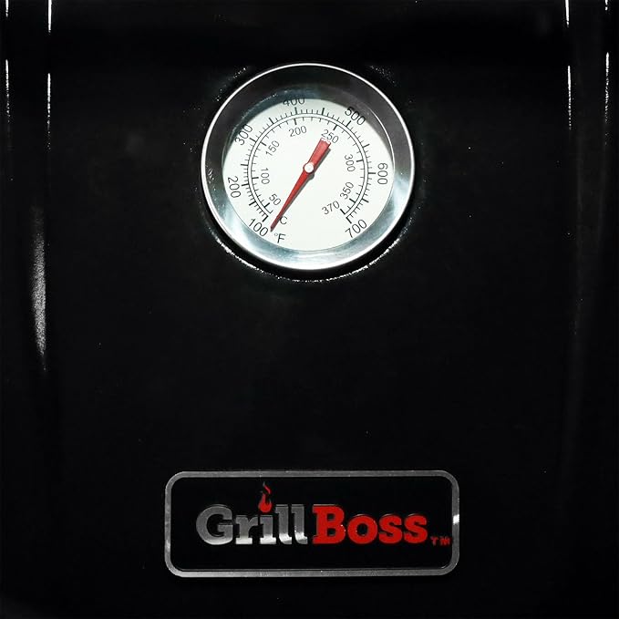 Grill Boss 4 Tier Vertical Freestanding Charcoal Smoker Portable BBQ Grill with Temperature Gauge for Outdoors, 564 Square Inch Cooking Area, Black
