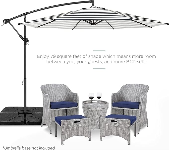 9ft Patio Umbrella Replacement Canopy for 8 Rib, Outdoor Table Market Yard Umbrella Replacement Top Cover (Canopy Only),Blue White