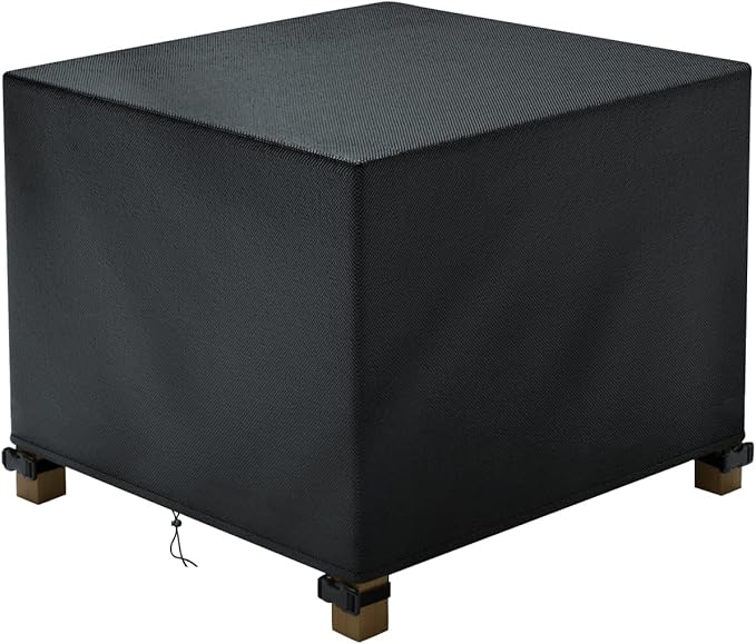 Patio Ottoman Cover Waterproof, 28.3 x 28.3 x 16.9 inch Rectangular Outdoor Side Table Cover, Durable Outdoor Furniture Cover, Black