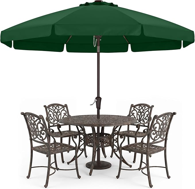 ABCCANOPY 10ft Scalloped Patio Umbrella, Outdoor Table Umbrella with Tilt and Crank, Fiberglass Ribs Deck Umbrella for Patio, Pool, Garden, Picnic (Green)