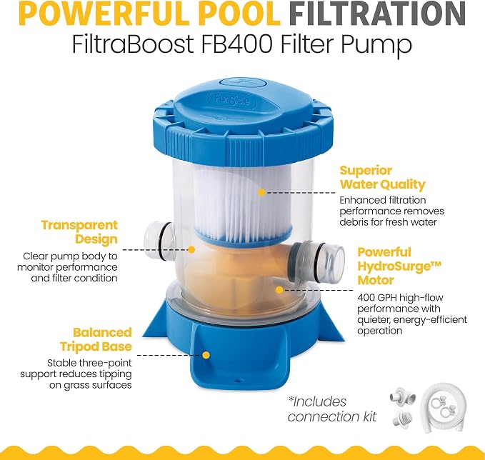 Funsicle Quickset 8' x 30" Round Above Ground Swimming Pool, with FiltraBoost 400 GPH Filter Pump, Type I Filter Cartridge & Repair Patch