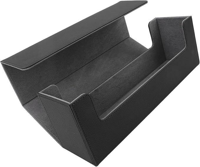 Alomejor PU Leather Card Storage Box, Large Capacity Magnetic Closure Deck for 400+ Cards with Felt Lining, Elegant Design for Tarot and Game Cards (Black)