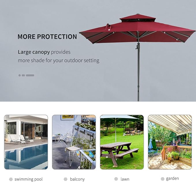Outsunny 10ft Offset Patio Umbrella, Hanging Cantilever Umbrella, Square Shape, Aluminum Cross Base, Tilt, 360-Degree Rotation