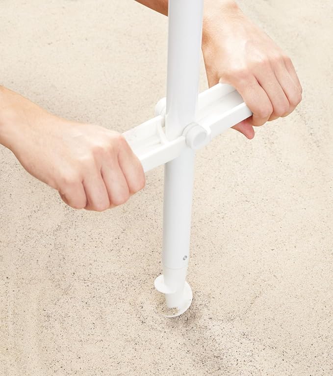 Beach Umbrella with Sand Anchor & Carry Bag, 6.5 Foot Patio Outdoor Umbrella with Wind Vent Canopy and Push Button Tilt, Ideal for Travel Garden Lawn, UPF 50+ (Banana Leaf)