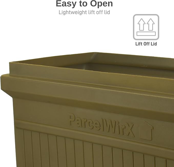 RTS Home Accents ParcelWirx Premium Horizontal Storage Cabinet/Package Delivery Box with Lift Off Lid, Oak