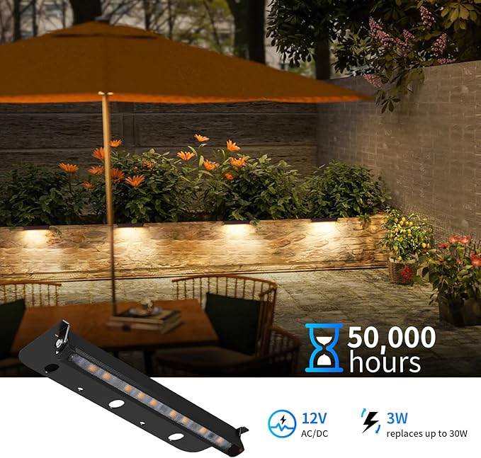 4-Packs 3W 7 Inch LED Hardscape Paver Lighting,12V AC/DC Low Voltage Retaining Wall Lights,LED Landscape Lighting,2700K Soft White Outdoor Step Light,50,000 Hours Lifespan-Black