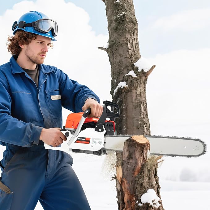 20in Gas-powered Chainsaw, Gasoline Chainsaw 2-Cycle Engine 52CC Cordless Handheld Gasoline Chain Saws, Cutting Wood Gas Sawing, Chain Saw Set for Cutting Wood Outdoor Garden Farm Home