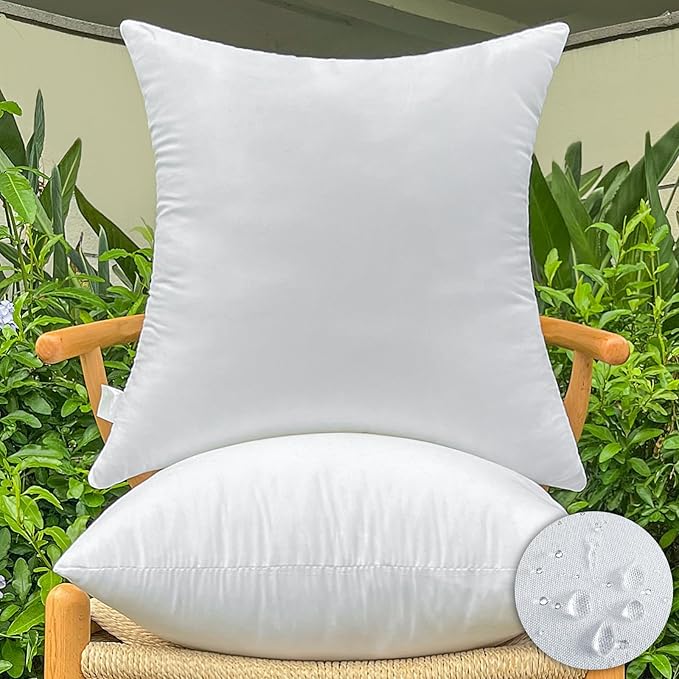 2 Pack 22x22 inch Large Outdoor Square Pillow Inserts - Waterproof Cushion Stuffers for Oversized Sofas, Sectionals, Patio Furniture & Couch - Premium Replacement Cushion Pads (White)