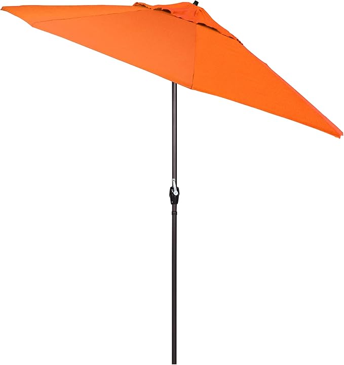 California Umbrella 7.5' Round Sunbrella Aluminum Outdoor Deck, Pool or Patio Umbrella, Crank Lift, Auto Tilt, Bronze Pole, Melon
