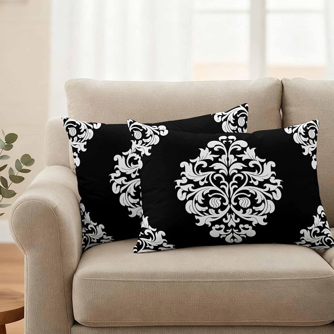 Outdoor Pillow Covers Set of 2, Aesthetic Boho Black White Floral Decorative Throw Pillow Covers 20X12IN, Abstract Minimalist Art Throw Pillows Protector Cushion Case for Patio,Couch,Sofa,Garden
