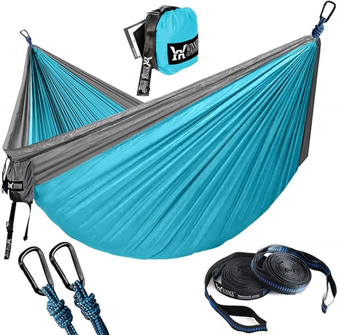NOBRIM Hammock Camping Portable Hammocks Nylon Hammock with Tree Straps Two Carabiners Double Person Hammock Outdoor for Travel Patio