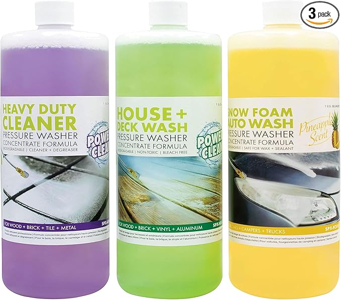 Sun Joe 3-Pack Pressure Washer Concentrate, Multi-Scent, 1 Gal Each – House & Deck Wash, Snow Foam Auto Wash, All-Purpose Cleaner – For Home, Garage, Driveway, Outdoor, SPX-ASST3Q