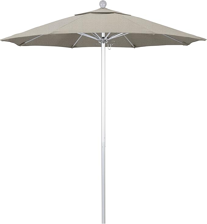 California Umbrella 7.5' Rd. Venture Series Contract Grade Patio Umbrella, Push Open Pin Stop, Silver Finish