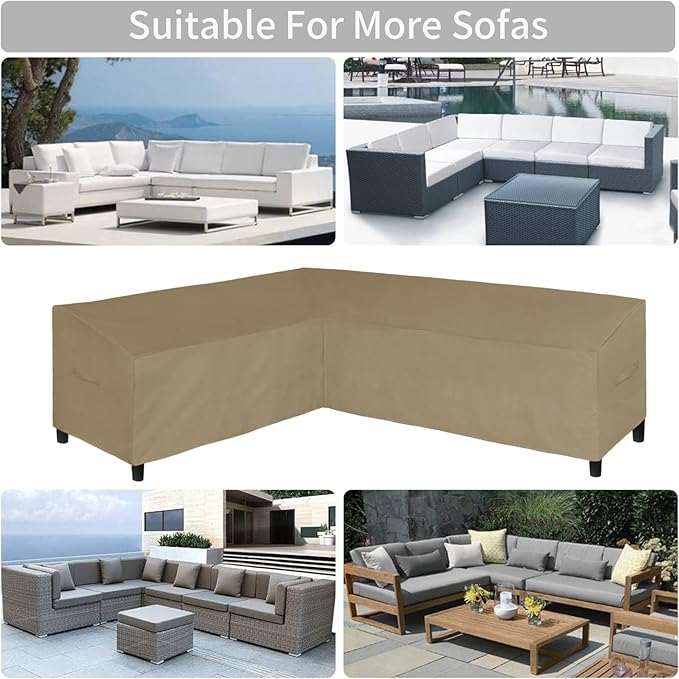 Easy-Going Patio L-Shaped Sectional Sofa Cover, 85"X110" Waterproof Heavy Duty Outdoor Garden Furniture Cover with Air Vent (Left Facing, Camel)