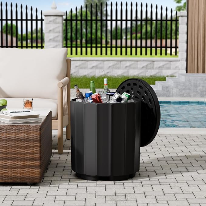 FONTOI Outdoor Cooler Side Table 2 Pack, 2 in 1 Ice Chest Side Table,as Cooler Side Table,Cooler Table for Patio, Parties Picnics, Beach