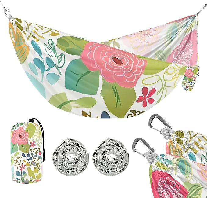 Spring Colorful Flowers 330lb Capacity Hammocks for Camping with Tree Straps Swing Hammock for Outside Patio Garden accesorios para Camping