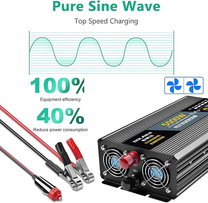 Pure Sine Wave Inverter 2500W 4000W 5000W 6000W 8000W 10000W 12000W Car Power Inverter DC 12V 24V 48V 60V 72V to 110V 120V 220V 230V 240V AC Voltage Converter Transformer Vehicle Adapter(4000W,60Vto11