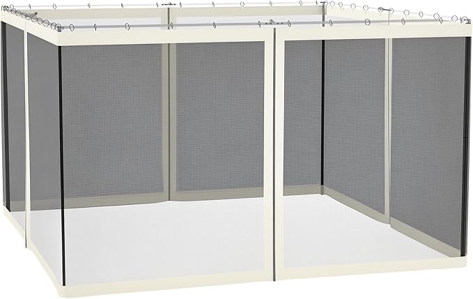 Outsunny 10' x 12' Universal Replacement Mesh Sidewall Netting for Patio Gazebos and Canopy Tents with Zippers, Sidewall Only, White