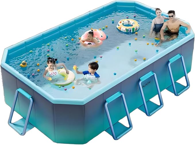 Foldable Pool, 118″ Large Kiddie Pool, Non-Inflatable Kids' and Adults' Outdoor Swimming Pool, Hard Plastic Shell Portable Pool, Kid Pool for Backyard (118" x 65" x 21")
