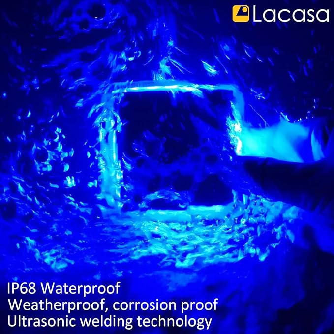 Lacasa 4-Pack Solar Dock Lights - Marine Blue Square LED Garden Deck Step Lights - Solar Powered, Dusk to Dawn for Yard Patio Pathway