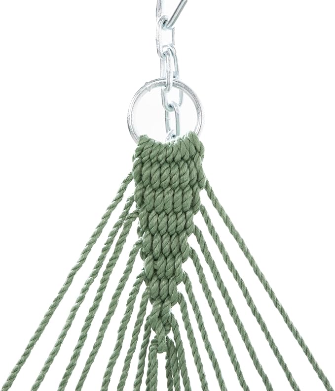 Nags Head Hammocks First Mate Meadow DuraCord Rope Hammock – 12 ft. x 50 in., 450 lb Capacity, Cumaru Spreader Bar, Galvanized Hardware, Handcrafted in USA, Free Chains & Tree Hooks