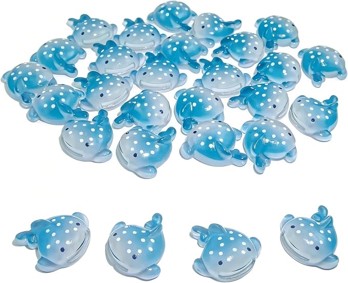 28Pcs Blue Whale Shark Resin Statue, Mini Sharks for Terrarium Decor, Garden Landscapes, Moss Scenes, Desk Miniatures, Whale Shark Decor Resin Art, Miniature Animal Figure Collectible