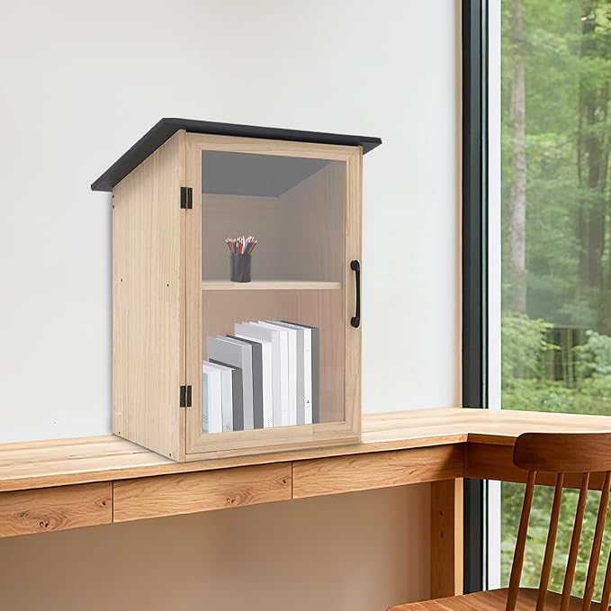 Library Book Exchange Box Weatherproof Wood Cabinet for DIY Outdoor Indoor Book Storage,Literature Exchange Box for Community,Schools & Neighborhood Sharing (TypeB)