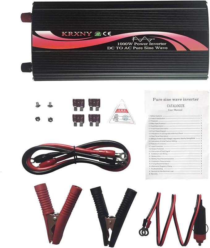 1000W Watt Pure Sine Wave Car Power Inverter Converter 12V DC to 110V 120V AC 60HZ with LED Display