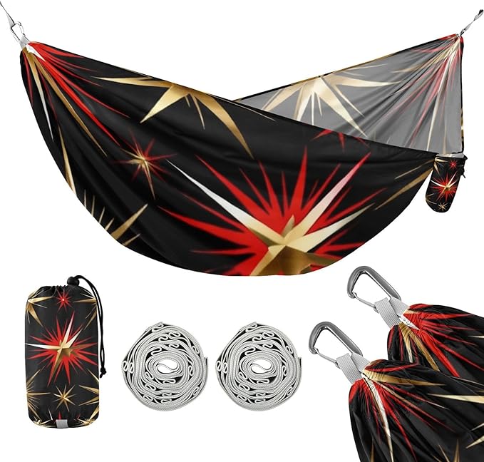 Golden Stars Hammocks with Tree Straps Swing Hammock for Indoor Outdoor Patio