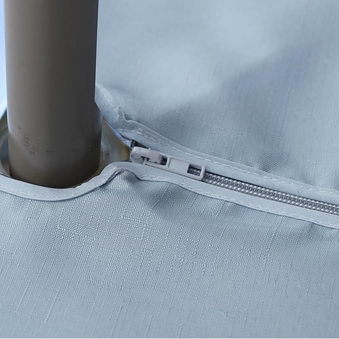Outdoor Tablecloth Wrinkle-Free Stain Resistant Waterproof Polyester Fabric Table Cover with Zipper Umbrella Hole for Picnic/Party/Dinner/Patio Garden(60inch Round,Zippered,Blue Fog)