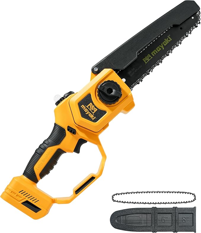Cordless 8In Chainsaw w/ 4.0Ah Battery and Charger,Compatible with Dewalt 20V MAX Battery, 39Ft/s Electric Portable Chain Saw Auto Oiler, 900W Brushless Motor, for Tree Trimming, Cutting, Pruning