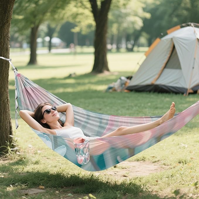 Flower Dreams 330lb Capacity Camping Hammocks with Hanging Rope Fabric Hammock for Indoor Outdoor Patio hamacas para Patio
