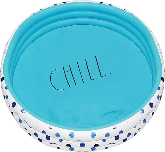 Rae Dunn x CocoNut Float Indigo Polka Dot Mini Pool - Chill Theme - Inflatable Swimming Pool for Kids - Great Splash Pool for Backyard, Summer Parties & Swim Events