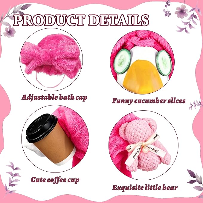 Celltestria Lady Goose Outfits for 23" Geese Pink Bathrobe Porch Goose Costume Coffee Cup Bear Cucumber Eye Mask Goose Clothes for Outdoor Patio Yard Lawn Garden Decoration